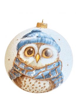 OZDOBA ŚWIĄTECZNA - DUŻA BOMBKA 150 mm DECOUPAGE - SOWA model XXXIa