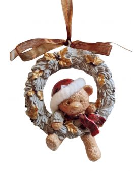 OZDOBA ŚWIĄTECZNA - ZAWIESZKA BOMBKA - MIŚ W WIEŃCU model III