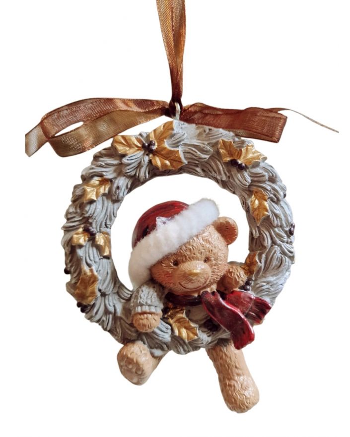 OZDOBA ŚWIĄTECZNA - ZAWIESZKA BOMBKA - MIŚ W WIEŃCU model III