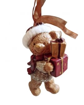 OZDOBA ŚWIĄTECZNA - ZAWIESZKA BOMBKA - MIŚ Z PREZENTAMI model II