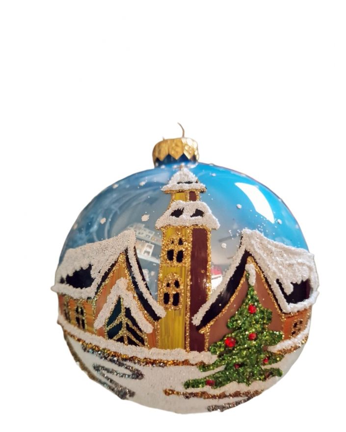 OZDOBA ŚWIĄTECZNA - DUŻA BOMBKA 120 mm PEJZAŻ model XVb