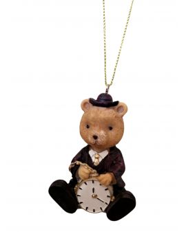 OZDOBA ŚWIĄTECZNA - ZAWIESZKA BOMBKA - MIŚ NIEDŹWIEDŹ Z ZEGAREM model II