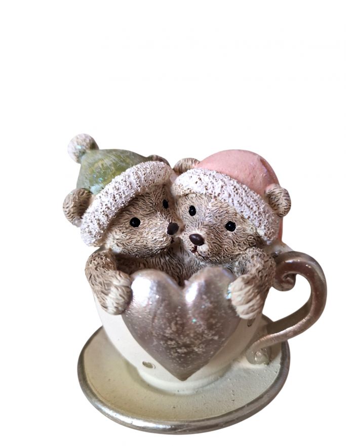 OZDOBA ŚWIĄTECZNA - MIŚ NIEDŹWIEDŹ PARA W FILIŻANCE