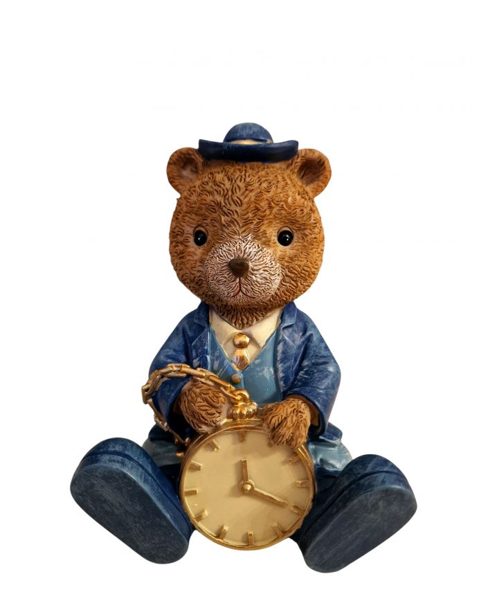 OZDOBA ŚWIĄTECZNA - MIŚ NIEDŹWIEDŹ SIEDZĄCY Z ZEGAREM