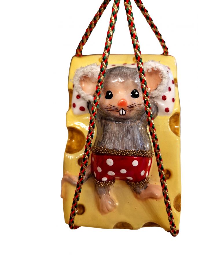 OZDOBA ŚWIĄTECZNA - ZAWIESZKA BOMBKA - MYSZ MYSZKA Z SEREM model III