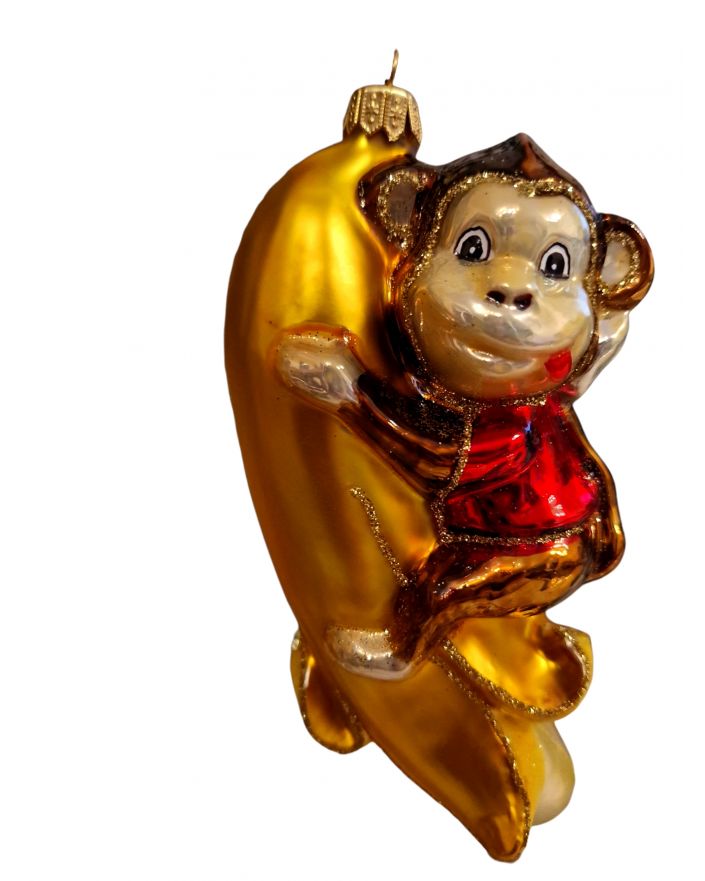 OZDOBA ŚWIĄTECZNA - ZAWIESZKA BOMBKA - MAŁPA MAŁPKA NA BANANIE