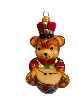 OZDOBA ŚWIĄTECZNA - ZAWIESZKA BOMBKA MIŚ NIEDŹWIEDŹ Z BĘBENKIEM