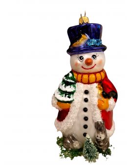 OZDOBA ŚWIĄTECZNA - ZAWIESZKA BOMBKA BAŁWN Z CHOINKĄ I PTASZKIEM