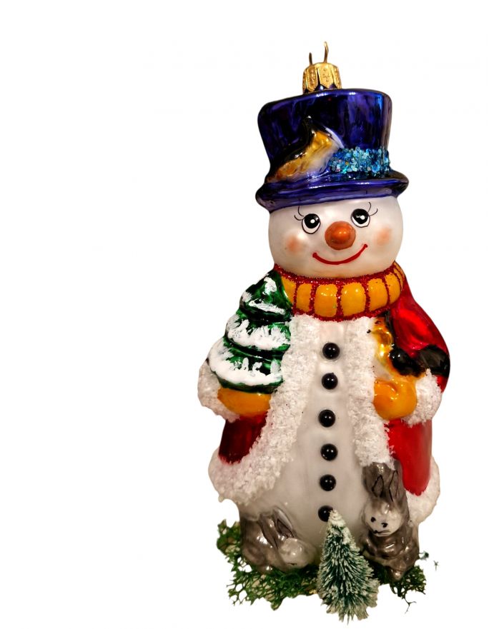 OZDOBA ŚWIĄTECZNA - ZAWIESZKA BOMBKA BAŁWN Z CHOINKĄ I PTASZKIEM