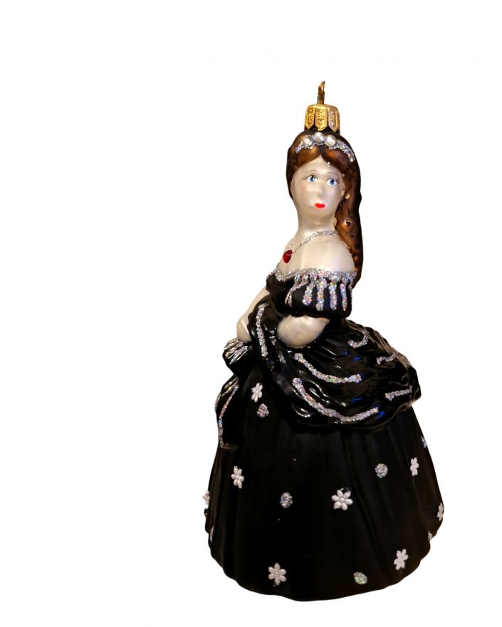 OZDOBA ŚWIĄTECZNA - ZAWIESZKA BOMBKA KSIĘŻNICZKA SISI czarna