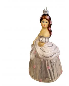 OZDOBA ŚWIĄTECZNA - ZAWIESZKA BOMBKA KSIĘŻNICZKA SISI biała