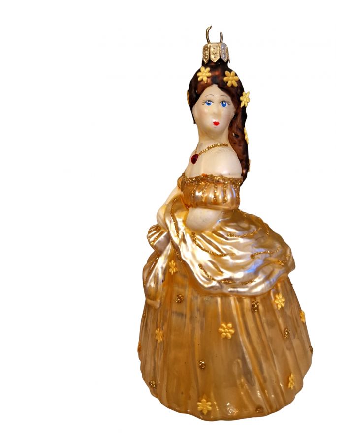 OZDOBA ŚWIĄTECZNA - ZAWIESZKA BOMBKA KSIĘŻNICZKA SISI złota