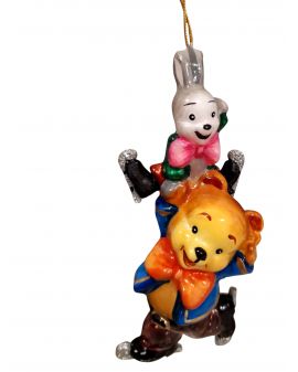 OZDOBA ŚWIĄTECZNA - ZAWIESZKA BOMBKA - MIŚ I ZAJĄC NA ŁYŻWACH - Komozja