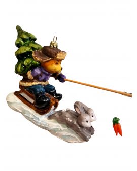 OZDOBA ŚWIĄTECZNA - ZAWIESZKA BOMBKA - ZAJĄC NA SANIACH ZAPRĘG - Komozja