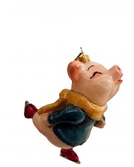 OZDOBA ŚWIĄTECZNA - ZAWIESZKA BOMBKA -ŚWINIA ŚWINKA NA ŁYŻWACH