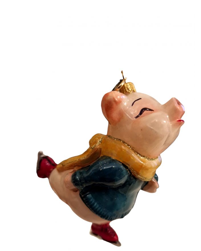 OZDOBA ŚWIĄTECZNA - ZAWIESZKA BOMBKA -ŚWINIA ŚWINKA NA ŁYŻWACH