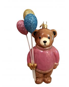 OZDOBA ŚWIĄTECZNA - ZAWIESZKA BOMBKA MIŚ NIEDŹWIEDŹ Z BALONAMI