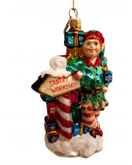 OZDOBA ŚWIĄTECZNA - ZAWIESZKA BOMBKA ELF POMOCNIK MIKOŁAJA HURAS FAMILY