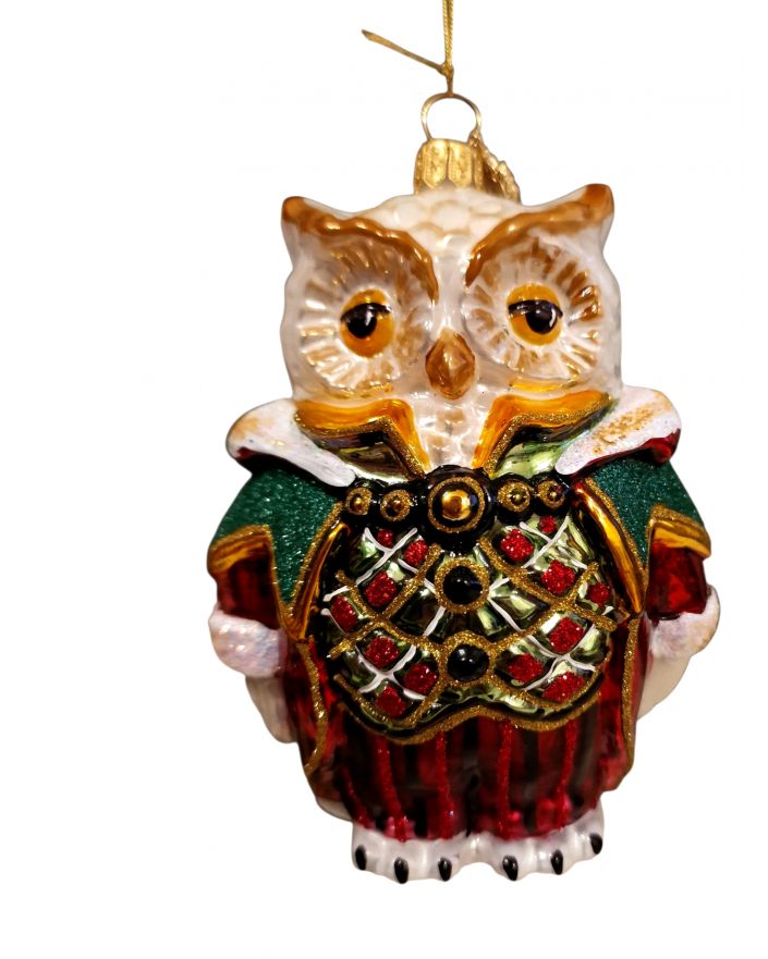 OZDOBA ŚWIĄTECZNA - ZAWIESZKA BOMBKA SOWA W SUDUCIE HURAS FAMILY