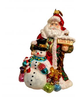 OZDOBA ŚWIĄTECZNA - ZAWIESZKA BOMBKA MIKOŁAJ Z BAŁWANEM HURAS FAMILY