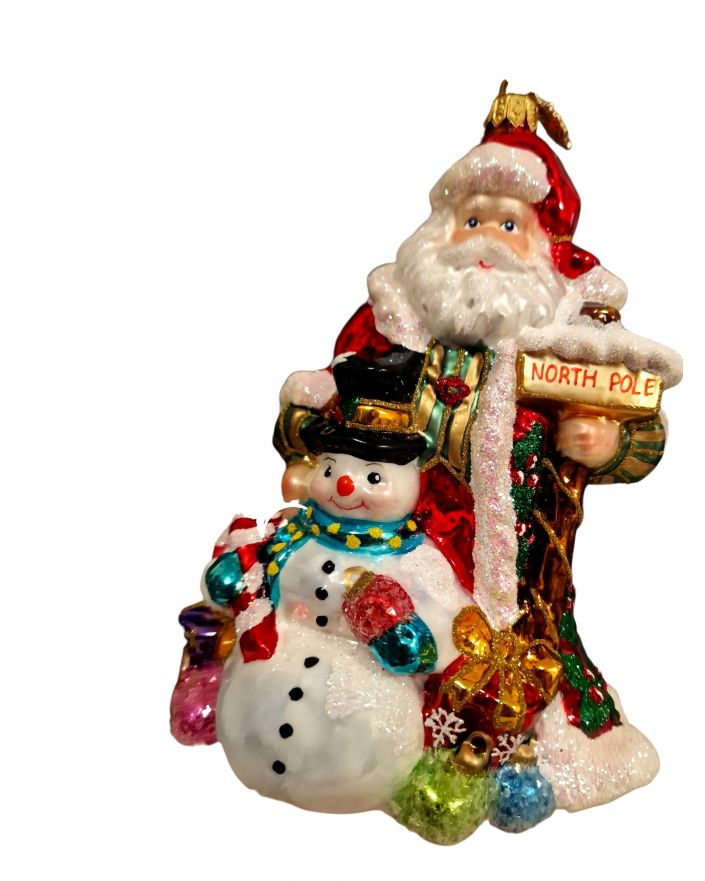 OZDOBA ŚWIĄTECZNA - ZAWIESZKA BOMBKA MIKOŁAJ Z BAŁWANEM HURAS FAMILY