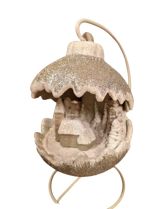 OZDOBA ŚWIĄTECZNA - KULA SCENKA BOŻONARODZENIOWA LED srebrna model B