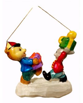 OZDOBA ŚWIĄTECZNA - ZAWIESZKA BOMBKA - MIŚ I ZAJĄC Z PREZENTAMI - Komozja