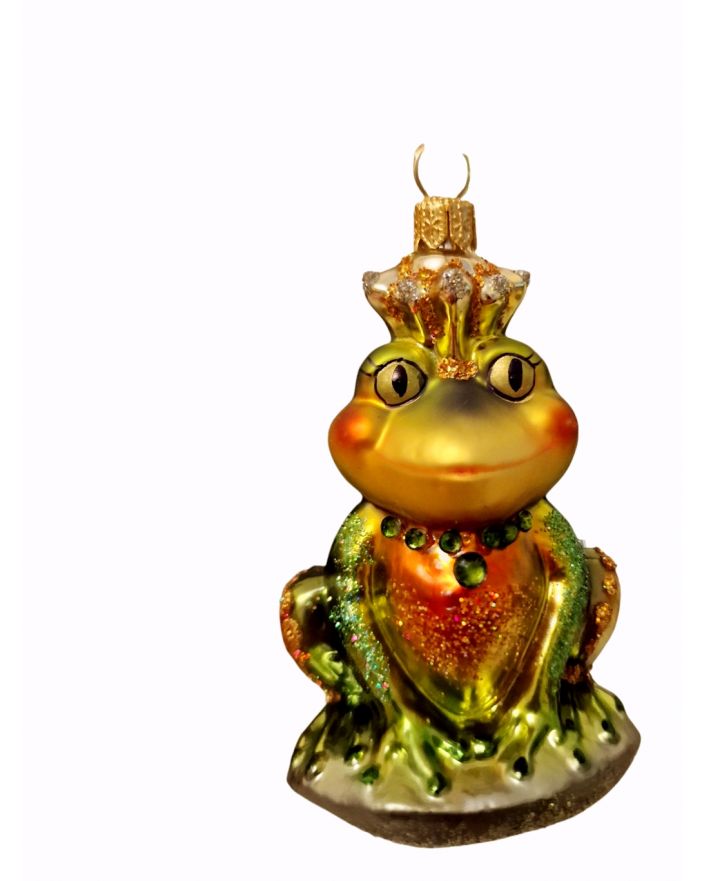 OZDOBA ŚWIĄTECZNA - ZAWIESZKA BOMBKA ŻABA ŻABCIA ROPUCHA W KORONIE model II