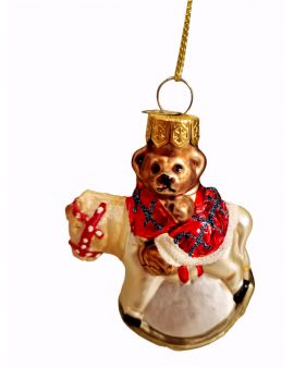 OZDOBA ŚWIĄTECZNA - ZAWIESZKA BOMBKA MIŚ NA KONIKU model II