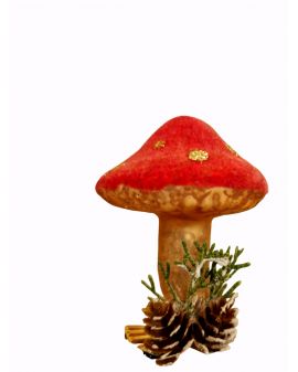 OZDOBA ŚWIĄTECZNA - ZAWIESZKA BOMBKA MUCHOMOR WELUR NA KLIPSIE model II