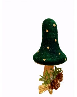 OZDOBA ŚWIĄTECZNA - ZAWIESZKA BOMBKA MUCHOMOR WELUR NA KLIPSIE model III