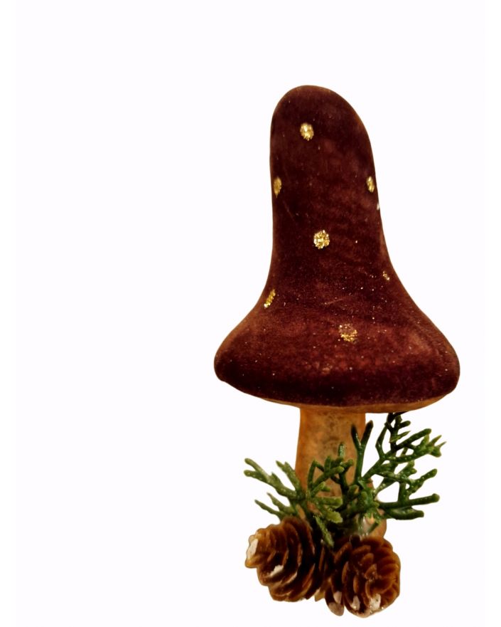 OZDOBA ŚWIĄTECZNA - ZAWIESZKA BOMBKA MUCHOMOR WELUR NA KLIPSIE model IV