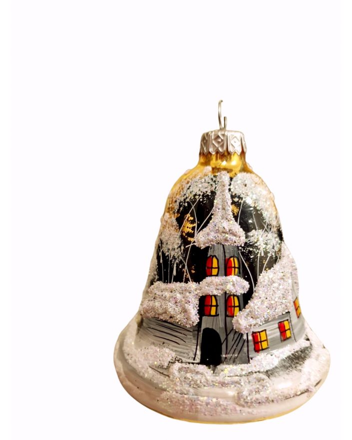 OZDOBA ŚWIĄTECZNA - ZAWIESZKA BOMBKA DZWONEK złoty