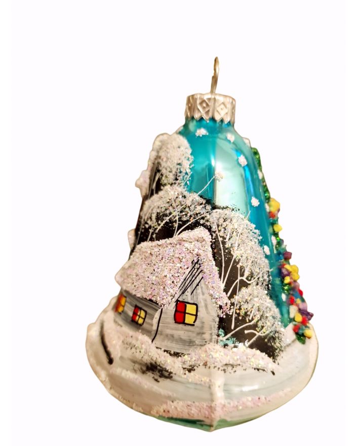 OZDOBA ŚWIĄTECZNA - ZAWIESZKA BOMBKA DZWONEK turkus