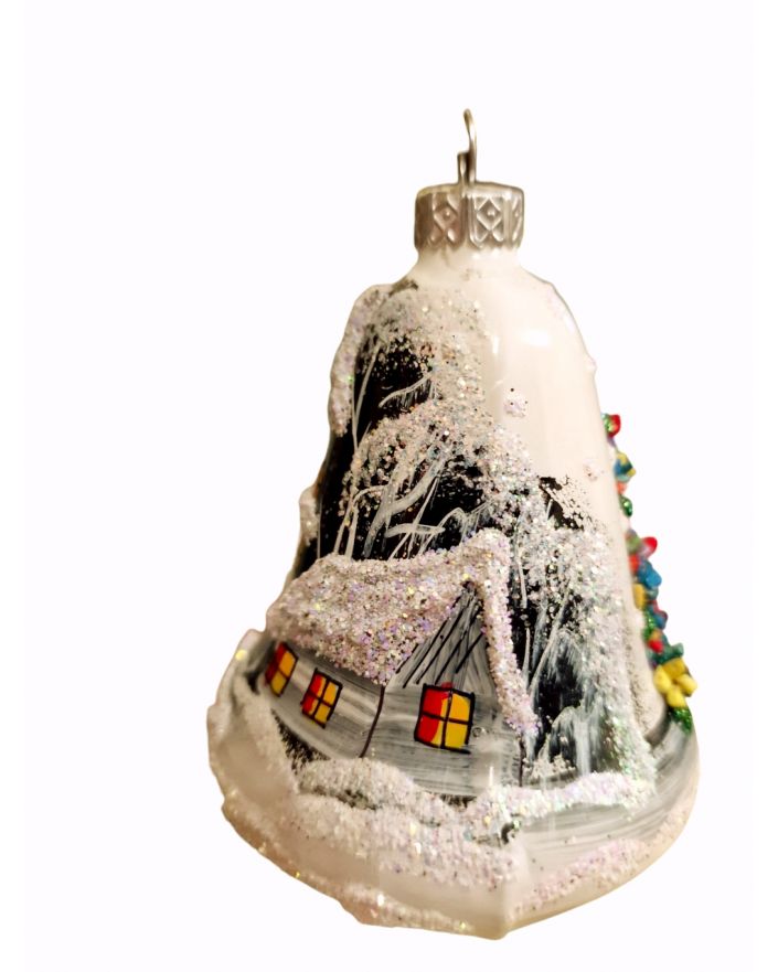 OZDOBA ŚWIĄTECZNA - ZAWIESZKA BOMBKA DZWONEK biały model II