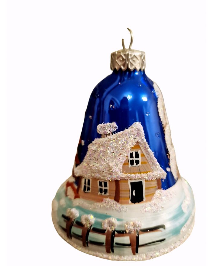 OZDOBA ŚWIĄTECZNA - ZAWIESZKA BOMBKA DZWONEK niebieski model II