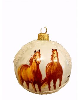 OZDOBA ŚWIĄTECZNA - ŚREDNIA BOMBKA 80 mm koń konie II