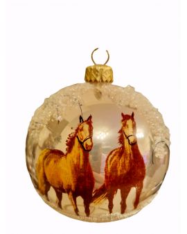 OZDOBA ŚWIĄTECZNA - ŚREDNIA BOMBKA 80 mm koń konie III