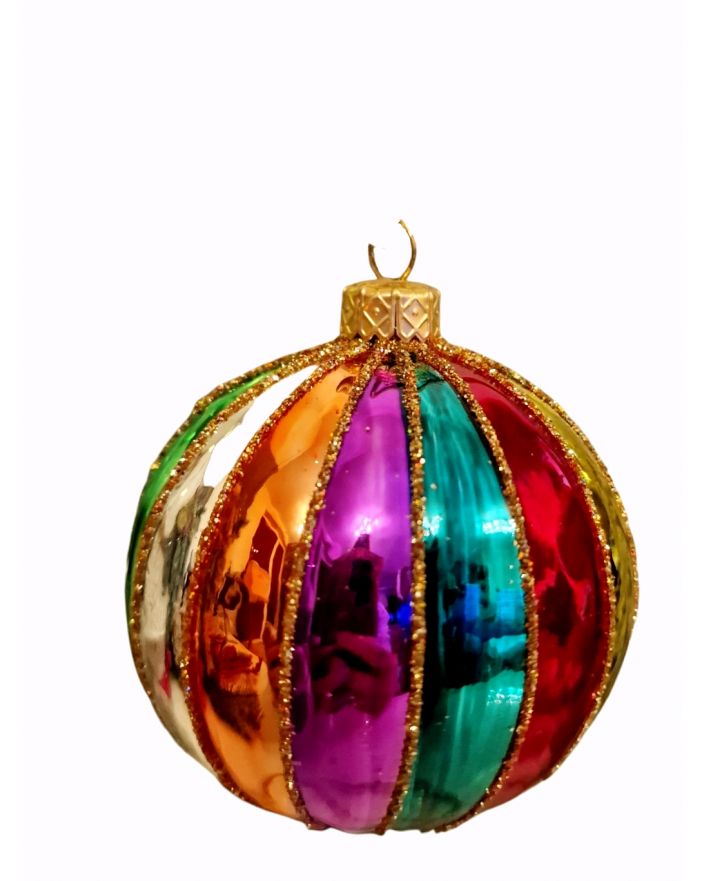 OZDOBA ŚWIĄTECZNA - ŚREDNIA BOMBKA 80 mm KOLOROWA model I