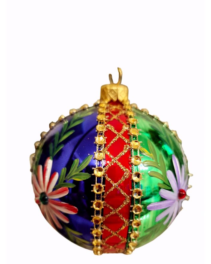OZDOBA ŚWIĄTECZNA - ŚREDNIA BOMBKA 100 mm KOLOROWA model II