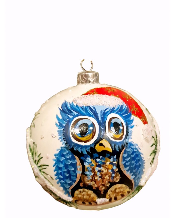 OZDOBA ŚWIĄTECZNA - ŚREDNIA BOMBKA 100 mm SOWA model I