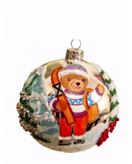 OZDOBA ŚWIĄTECZNA - ŚREDNIA BOMBKA 100 mm MIŚ USZATEK model II