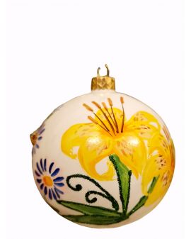 OZDOBA ŚWIĄTECZNA - ŚREDNIA BOMBKA 100 mm FLORA kwiaty model I