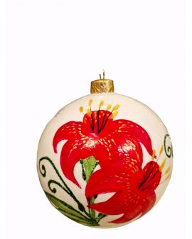 OZDOBA ŚWIĄTECZNA - ŚREDNIA BOMBKA 100 mm FLORA kwiaty model Ia