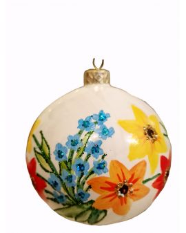 OZDOBA ŚWIĄTECZNA - ŚREDNIA BOMBKA 100 mm FLORA kwiaty model III