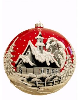 OZDOBA ŚWIĄTECZNA - DUŻA BOMBKA 200 mm PEJZAŻ model IIa+ stojak