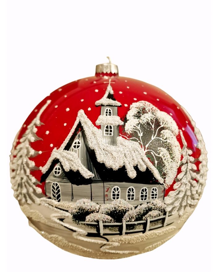 OZDOBA ŚWIĄTECZNA - DUŻA BOMBKA 200 mm PEJZAŻ model IIa+ stojak