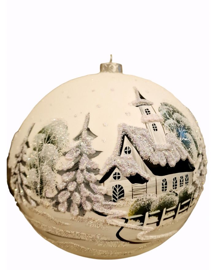 OZDOBA ŚWIĄTECZNA - DUŻA BOMBKA 200 mm PEJZAŻ model IIId + stojak