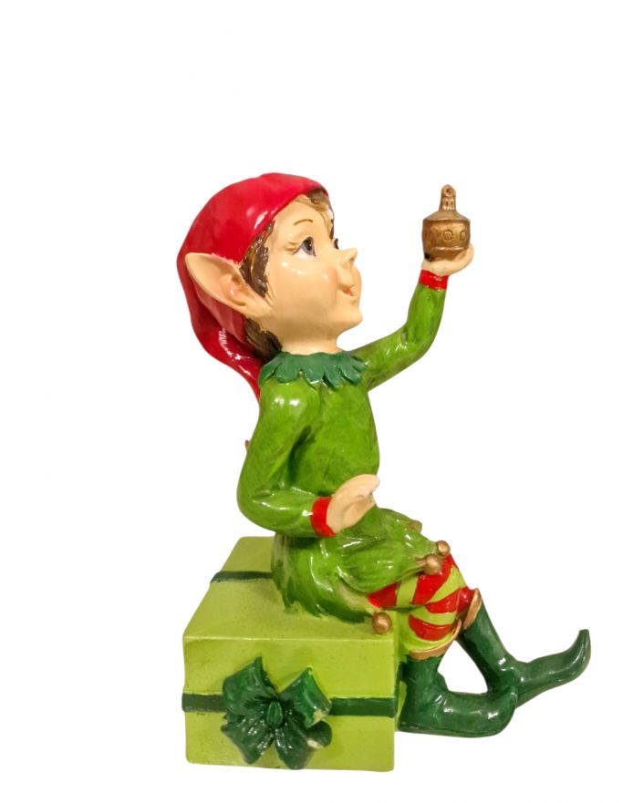 FIGURA CERAMICZNA - BOŻONARODZENIOWY ELF Z PREZENTEM model I