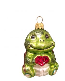 OZDOBA ŚWIĄTECZNA - ZAWIESZKA BOMBKA ŻÓŁWIK Z SERCEM